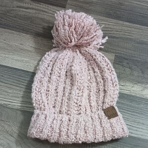 C.C Womens Soft Pink Pom-Pom Hat. Size: ONE size